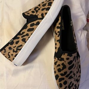 Keds leopard print slip ons 9.5